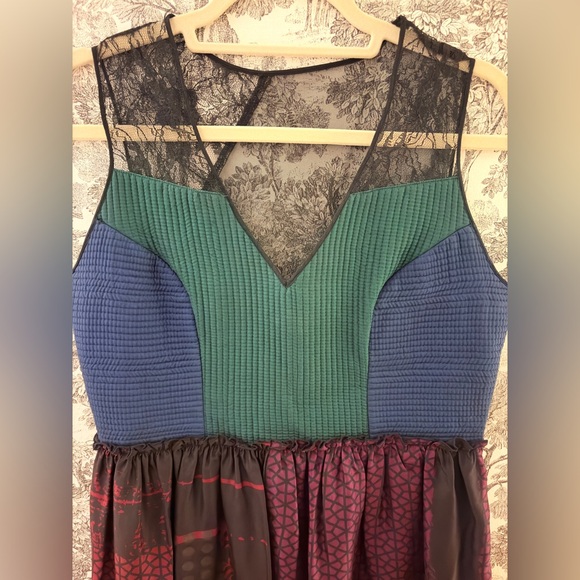 Niki Mahajan for Anthropologie Montage Midi Dress RARE Size 8 10 12 Silk Lace - Picture 6 of 14